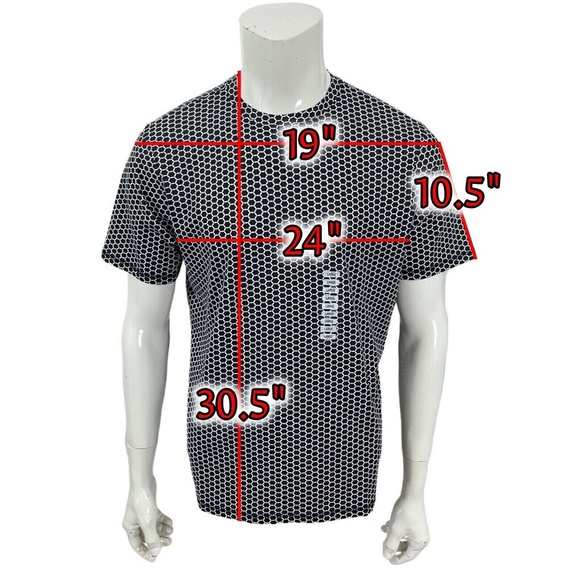 International Report Essentials Black White Geometric Crewneck T-shirt Mens XL - Picture 2 of 11